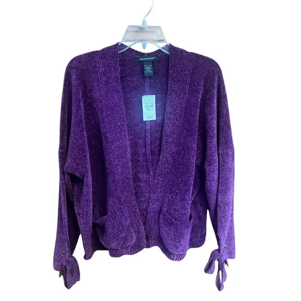 Ashley Stewart Open Cardigan Purple Sz 14/16 NWT